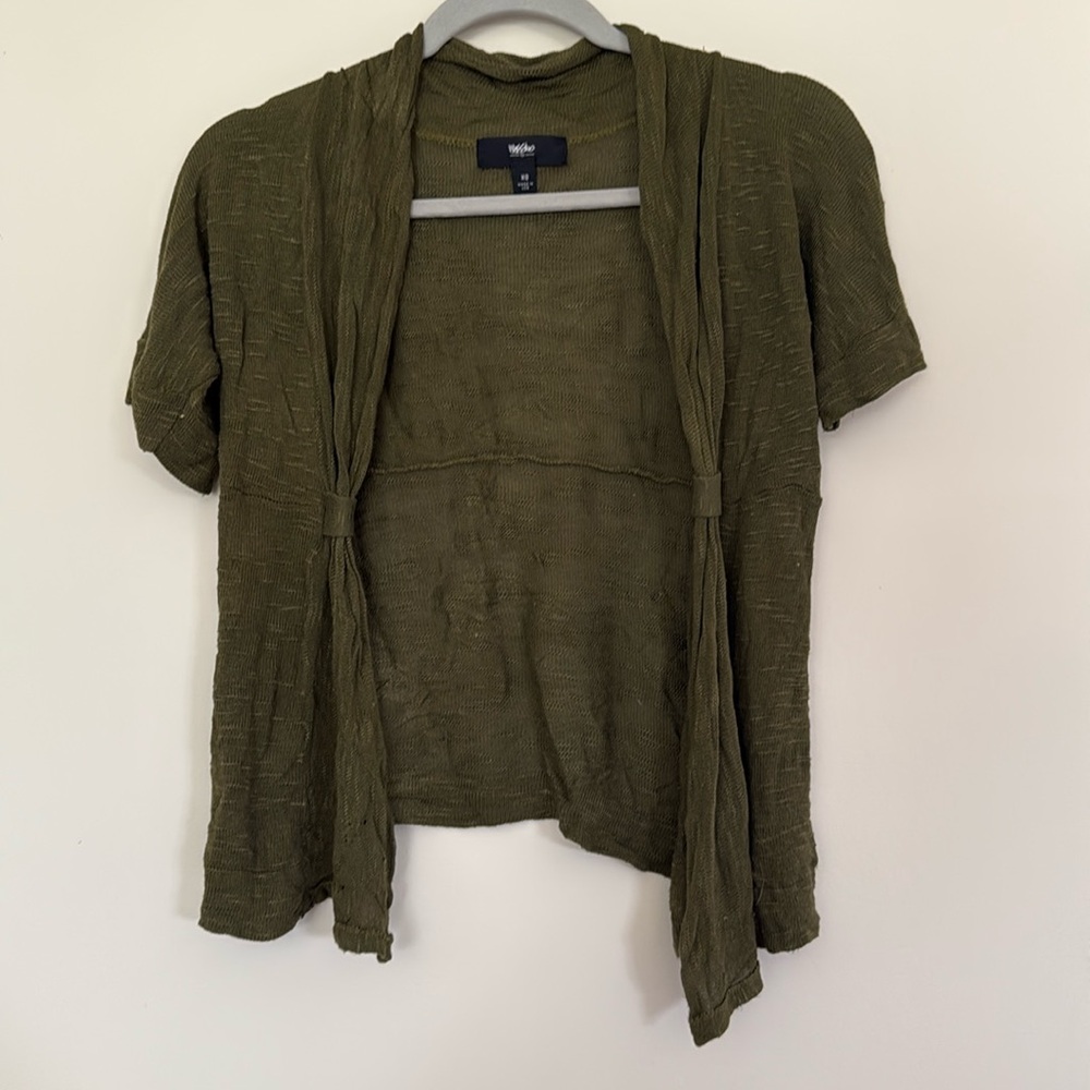 Missimo XS Green Short Sleeve Knit Cardigan
